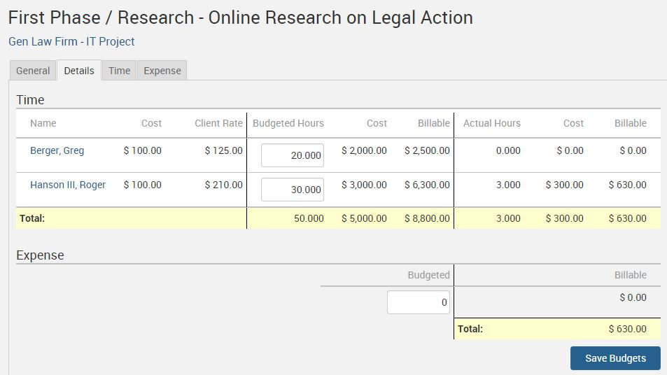 screenshot of TimeSolv Legal Billing